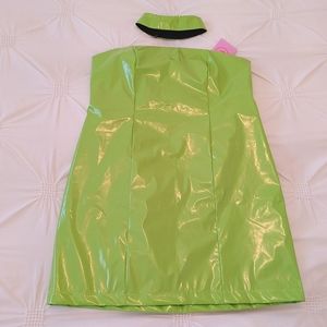 Capsule 98 lime green faux latex/vinyl mini dress. Size 10